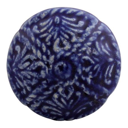 Navy Blue Floral Ceramic cabinet Knob